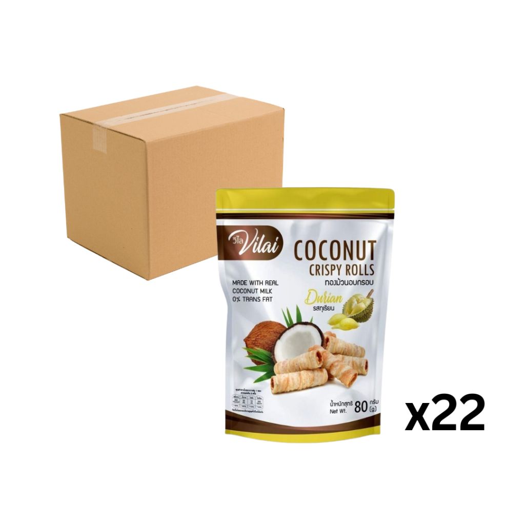 Vilai 椰子脆卷 - 榴槤味 80g (1箱 22包)