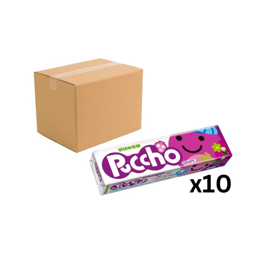 UHA 味覺糖 Puccho 條裝果粒軟糖-巨峰提子味50g-原箱10條