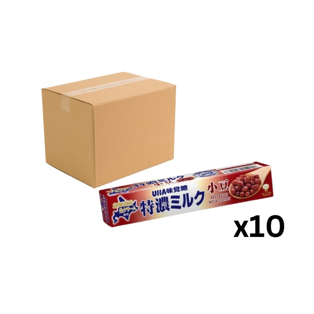 UHA 味覺糖 特濃牛奶條裝糖-紅豆味 37g- 原箱10條
