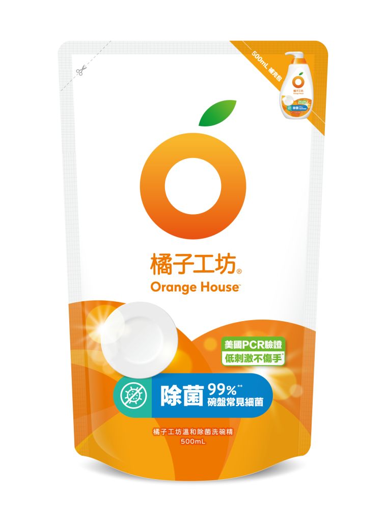 橘子工坊 碗盤洗滌液補充包-溫和除菌 500ml