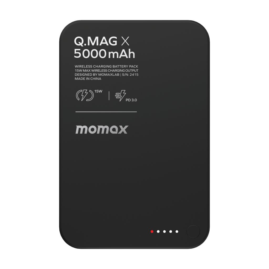 Momax Q.Mag X 5000mAh 超薄磁吸流動電源-黑