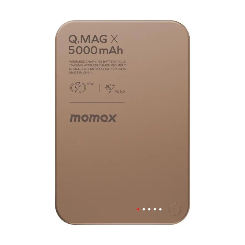 Momax Q.Mag X 5000mAh 超薄磁吸流動電源-沙漠金 CCC 認證