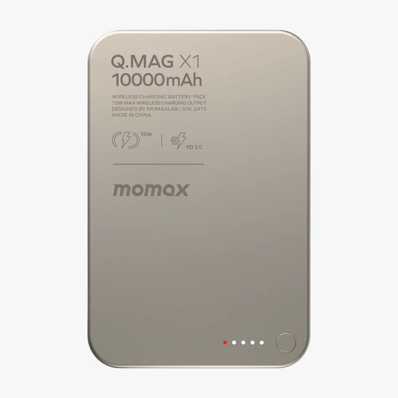 Momax Q.Mag X1 10000mAh 超薄磁吸流動電源-鈦 CCC 認證